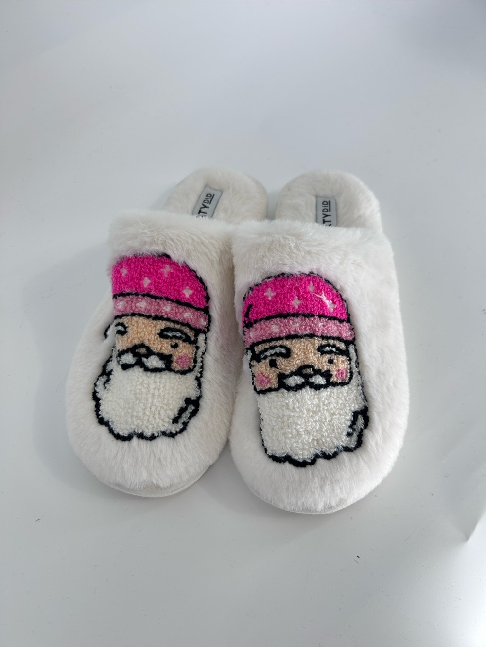 Women’s White Santa Face Katydid Slippers 8/9